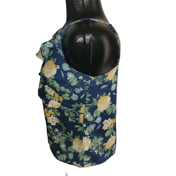 Old Navy Linen Blend Blue Floral Print Ruffled Cami Top M - Picture 5 of 7